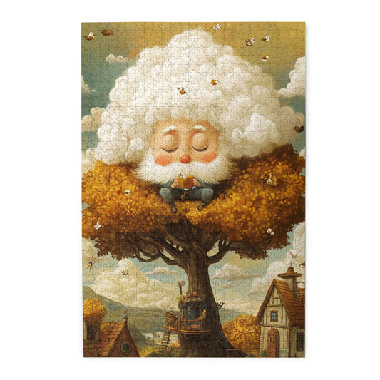 Whimsical Creative Puzzle - 1000 Pieces Wooden Cloud Tree Elder Jigsaw Puzzle for Home Decoration