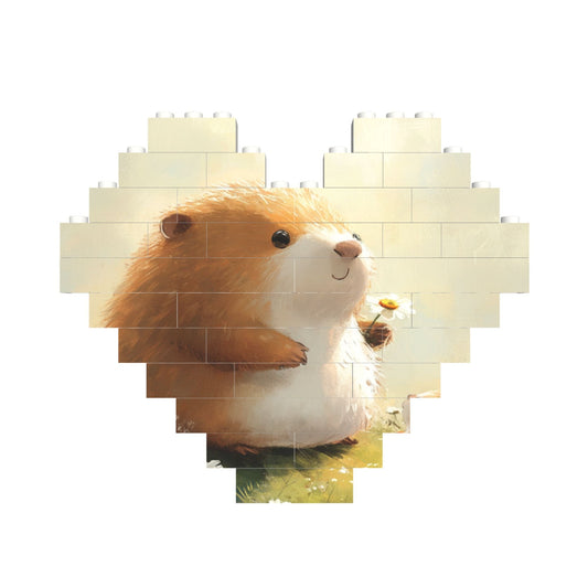 Mini Heart-Shaped Hamster Puzzle Blocks - DIY Decoration with Fun and Warmth