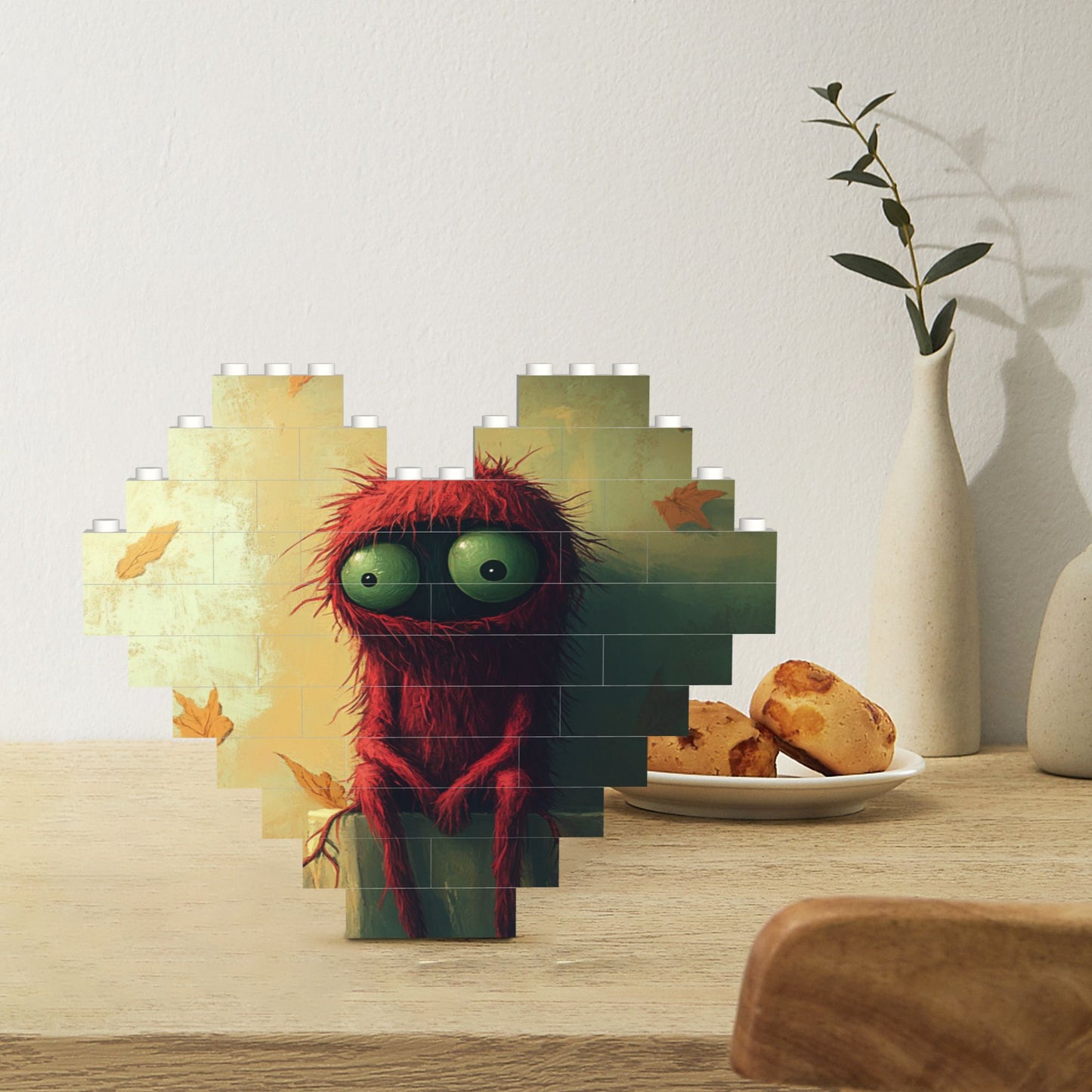 Mini Funny Red Hair Monster Puzzle Blocks - Perfect Blend of Creativity and Unique Decoration