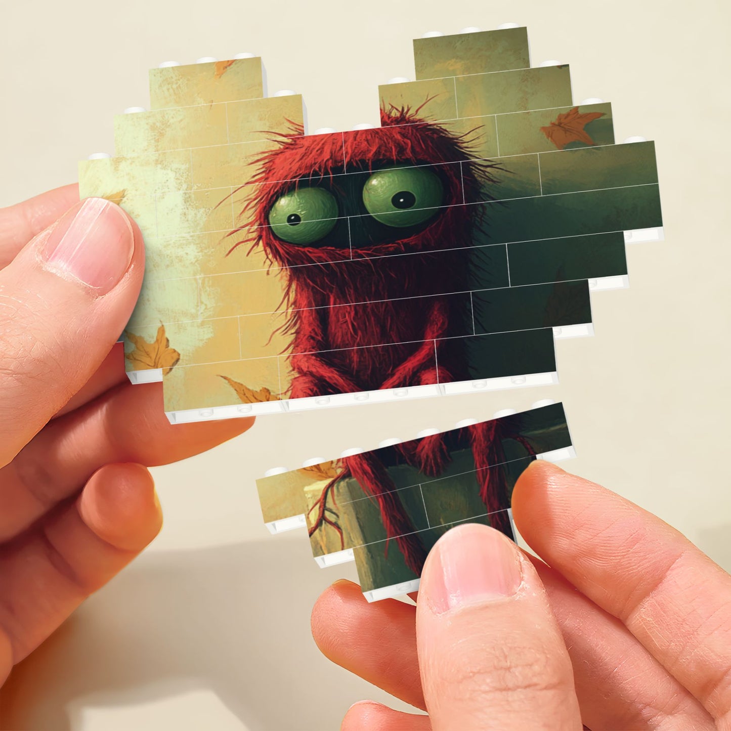 Mini Funny Red Hair Monster Puzzle Blocks - Perfect Blend of Creativity and Unique Decoration